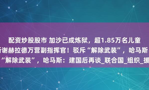配资炒股股市 加沙已成炼狱，超1.85万名儿童丧生！以军：打死哈马斯谢赫拉德万营副指挥官！驳斥“解除武装”，哈马斯：建国后再谈_联合国_组织_援助